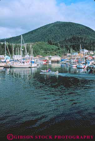 Stock Photo #10459: keywords -  alaska boats coast coastal harbor harbors in ketchikan landscape marina marinas motorboat ocean scenery scenic sea seashore shore shoreline town towns vert water