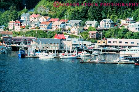Stock Photo #10465: keywords -  alaska coast coastal community horz houses housing ketchikan ocean sea seashore shore shoreline town towns water