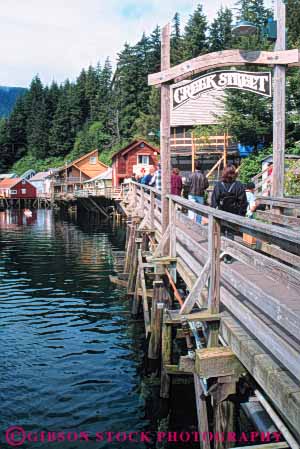 Stock Photo #10469: keywords -  alaska along buildings coast coastal creek ketchikan ocean sea seashore shopping shops shore shoreline sidewalk street town towns vert walkway water wood wooden
