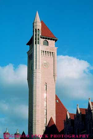 Stock Photo #12263: keywords -  architecture design high louis masonry missouri old saint st st. station stone style tall tower towers union vert