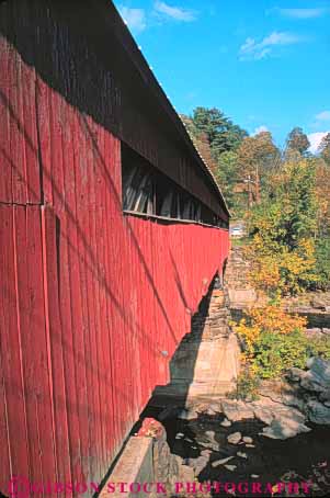 Stock Photo #9312: keywords -  americana antique bernard bridge bridges brook building cover covered england historic landmark landmarks new old over red roof shed span spans structure taftville vermont vert vintage wood wooden