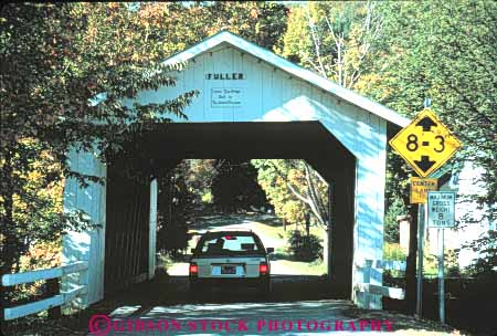 Stock Photo #9315: keywords -  americana antique auto autos bridge bridges building car cars center cover covered england fuller historic horz landmark landmarks montgomery new old roof shed span spans structure vermont vintage wood wooden