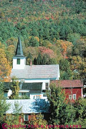 Stock Photo #9318: keywords -  autumn church churches color countryside elevate elevated england fall foliage forest hill hills landscape new overhead rural scenery scenic season small steeple steeples town towns tree trees vermont vert view waterville