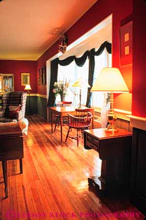 Stock Photo #9335: keywords -  american colonial decor decorate decorated early england furniture hotel hotels inn inns interior little main new river room small stowe town tradition traditional vermont vert wood wooden