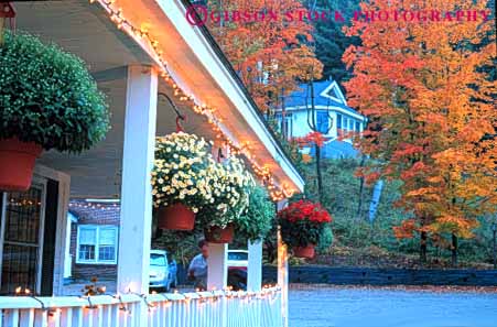 Stock Photo #9337: keywords -  autumn color dark dusk england evening fall foliage horz inn lighting lights little new night river season small stowe town vermont