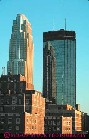 Stock Photo #7771: keywords -  america architecture building buildings business center cities city cityscape cityscapes downtown high minneapolis minnesota modern new office rise skyline skylines urban usa vert