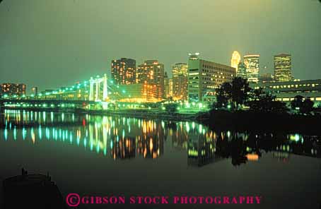 Stock Photo #7775: keywords -  america american architecture building buildings business center cities city cityscape cityscapes dark downtown dusk evening high horz lighting lights minneapolis minnesota mississippi modern new night office reflect reflecting reflection reflects rise river skyline skylines urban usa water