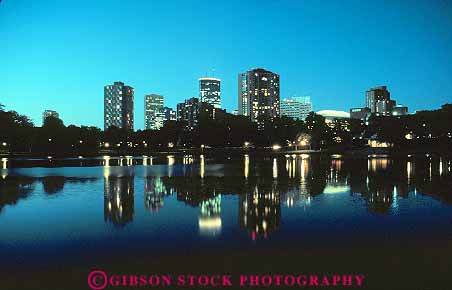 Stock Photo #11848: keywords - buildings calm cities city cityscape cityscapes dark downtown dusk evening flat horz lakes lighting lights loring minneapolis minnesota night park quiet reflect reflecting reflection reflects skyline skylines still urban water