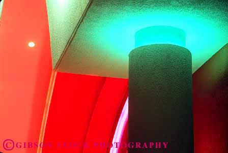 Stock Photo #1228: keywords -  abstract architecture bright building buildings ceiling color colorful colors column graphic horz interior lighting lights modern neon wall