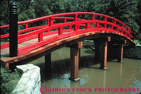 Stock Photo #1234: keywords -  angle arch arched arches beam box bridge cross design engineer geometry horz japanese memphis over paint path pond post red road span stress strong structure style support tennessee timber wood wooden