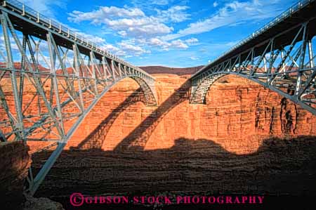 Stock Photo #10937: keywords - across arizona bridge bridges canyon canyons colorado cross crosses desert engineer engineered engineering geology geometric geometrical geometry highway horz identical image marble metal mirror navajo new old over pair river same sameness sandstone similar similarity similars southwest span spans steel structural structure twin twins two