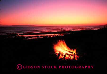 Stock Photo #1235: keywords -  beach campfire campfires coast coastal dusk fire fires flame heat horz hot landscapes ocean orange outdoor romantic scenery scenic sea sunets sunset