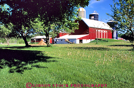 Stock Photo #1263: keywords - agriculture banrs barn barns blue bright building buildings clean colorful dairy design farm farms flower flowers horz landscape large lush michigan modern new pretty red rural scenery scenic silo sky spring style traditional vintage wood wooden