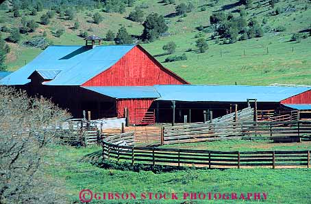 Stock Photo #12633: keywords -  agriculture barn barns bend bent buildings circular colorado corral corrals creek cripple curve curved curves farm farms fence fences green horz livestock red rounded with