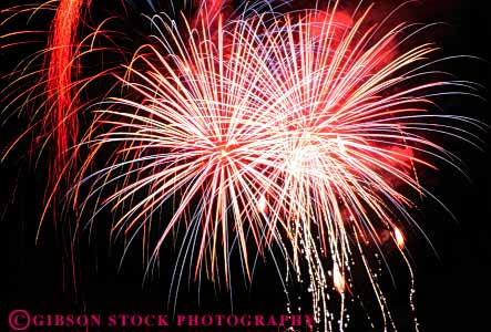 Stock Photo #3424: keywords -  abstract celebration colorful explode fireworks fourth horz hot july light night pattern sky