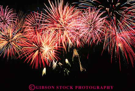 Stock Photo #12791: keywords - bright burst bursting bursts celebrate celebrating celebration color colorful day explode exploded exploding explosive fireworks forth horz independence july night pattern red