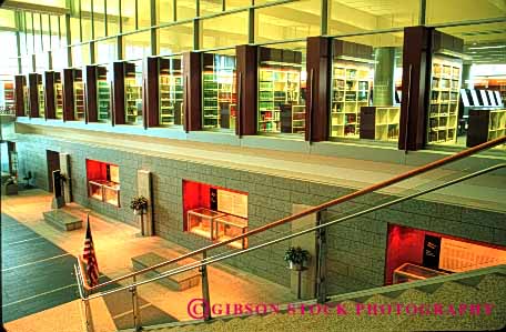 Stock Photo #6079: keywords -  architecture book building horz interior library linear lobby modern new of pattern rectangle richmond shelf shelves square stacks symmetrical symmetry virginia