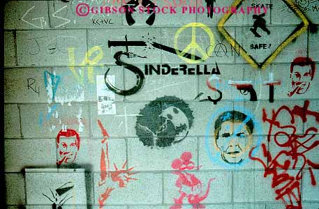 Stock Photo #1330: keywords -  abstract art color damage draw graffiti horz paint property spray vandal wall