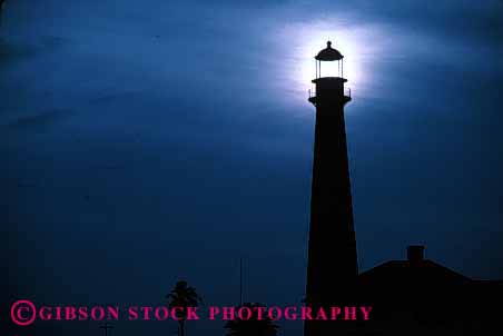 Stock Photo #1371: keywords - beam bright building direction galveston guidance horz lighthouse lighthouses safety silhouette silhouettes sun tall texas warn