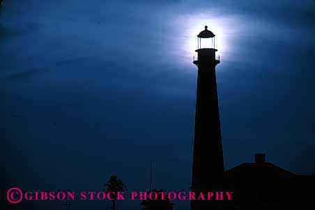 Stock Photo #1371: keywords -  beam bright building direction galveston guidance horz lighthouse lighthouses safety silhouette silhouettes sun tall texas warn