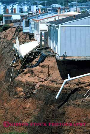 Stock Photo #1378: keywords -  california coast damage homes house insurance landslide loss pacifica vert