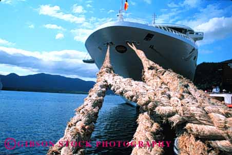 Stock Photo #1393: keywords -  alaska angle cruise dock heavy horz ketchican line liner moor passenger port princess rope ship strong sun tied travel wide