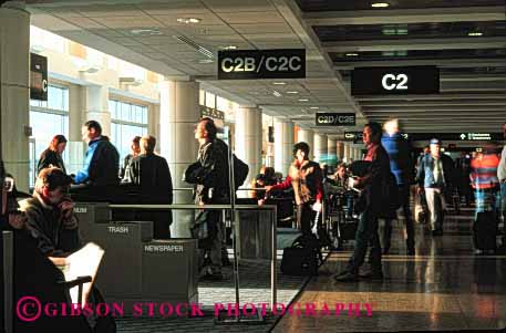 Stock Photo #1429: keywords -  airplane airport check-in commerce customers fly horz impatient line lobby luggage passengers seattle travel trip wait washington