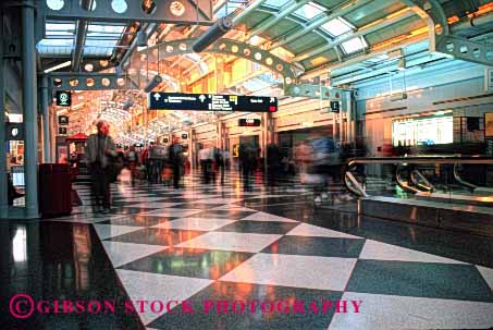 Stock Photo #1431: keywords -  airplane airport architecture chicago concourse customers fly horz interior modern ohare passengers travel trip wait