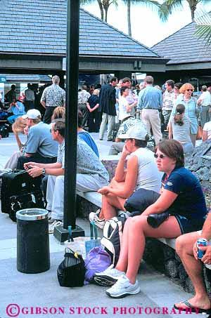 Stock Photo #11480: keywords -  airline airlines airport airports crowd crowded delay delayed delays destination flight frustrate frustrated frustrating frustration group groups hawaii kona lobby passenger passengers terminal travel traveler travelers vert wait waiting with