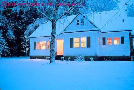 Stock Photo #11419: keywords -  abode building california class dark dusk dwelling evening home homes horz house houses landscape landscaped landscaping light lighting lights middle mount released residence resident residential shasta snow summer warm window windows winter