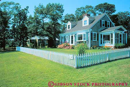 Stock Photo #11420: keywords -  abode building cape class cog cottage cute dormer dwelling fence home homes horz house houses landscape landscaped landscaping massachusetts middle picket quaint released residence resident residential row rows summer