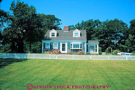 Stock Photo #11422: keywords -  abode building cape class cod cottage cute dwelling home homes horz house houses landscape landscaped landscaping massachusetts middle quaint released residence resident residential summer wood wooden