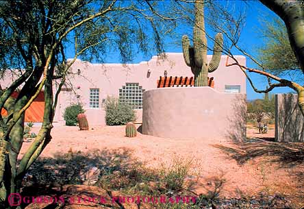 Stock Photo #17066: keywords -  adobe architecture arizona brown building buildings cactus desert design home homes horz house houses landscape landscaped landscaping pueblo regional residence residential saguaro scottsdale southwest stucco style west western