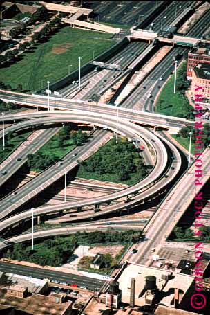 Stock Photo #1481: keywords - aerial auto car chicago city commute drive freeway highway illinois interchange interstate move pavement road street suburb traffic transportation truck vehicle vert