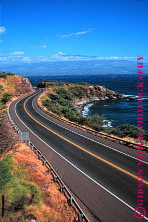 Stock Photo #1522: keywords -  clean coast country countryside curve hawaii landscape maui ocean remote road route rural scenic shore st vert view