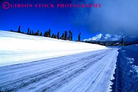 Stock Photo #1531: keywords -  california cold country countryside danger horz landscape mount remote risk road route rural shasta slippery snow storm street winter