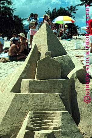 Stock Photo #1538: keywords -  architecture beach castle craft create design hawaii modern pyramid sand sculpture temporary vert