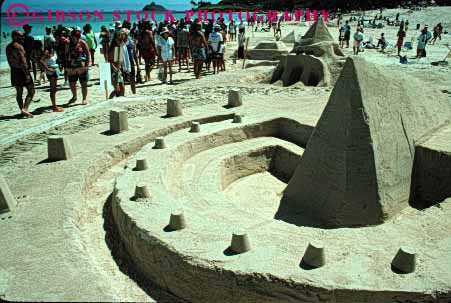 Stock Photo #1539: keywords -  architecture beach castle craft create design hawaii horz modern pyramid sand sculpture temporary