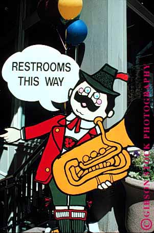 Stock Photo #1562: keywords -  bathroom convenience cute humor public restroom sign this toilet vert way