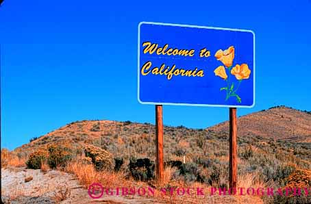 Stock Photo #1567: keywords -  announce blue california colorful encourage greet horz paint receive sign state visitor welcome