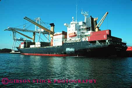 Stock Photo #1579: keywords -  big california commerce container crane horz industry lift loading move oakland of port ship shipping transportation