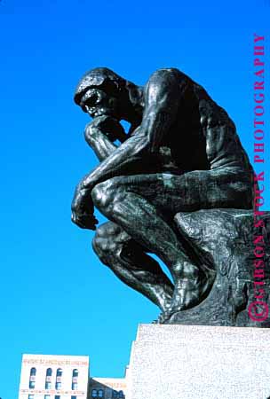 Stock Photo #1587: keywords -  metal rodin sculpture statue thinker thoug vert