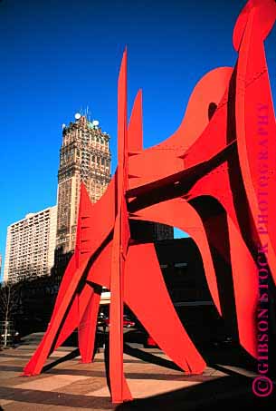 Stock Photo #1589: keywords -  abstract and detroit her lady metal public red sculpture statue suite tall vert young