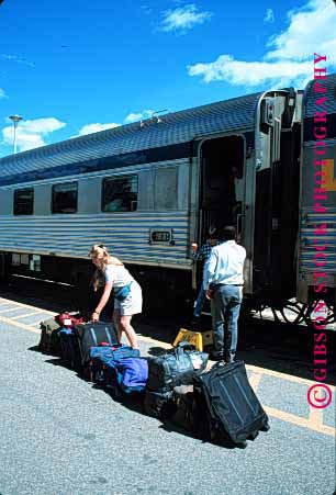 Stock Photo #1626: keywords -  baggage banff customer industry load passenger railroad service shipping station summer train transportation travel vacation vert