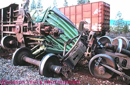 Stock Photo #10919: keywords -  accident accidents aftermath california cars claim collide collided collision collisions damage damaged derail derailed derailment derailments derails disaster disasters equipment freight horz in insurance loss railroad railroads weed wreck wreckage wrecked wrecks