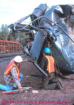Stock Photo #10920: keywords -  accident accidents aftermath california cars claim collide collided collision collisions damage damaged derail derailed derailment derailments derails disaster disasters equipment examine examines examining freight in inspect inspecting inspectors inspects insurance investigate investigates investigating investigation job jobs loss man men railroad railroads safety study vert vest vests weed work worker workers working wreck wreckage wrecked wrecks