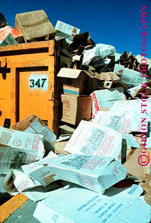 Stock Photo #1635: keywords - cardboard debris dumpster litter overflow paper pollution refuse rubbish trash vert waste