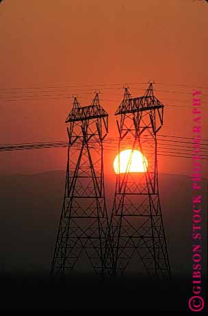 Stock Photo #1637: keywords -  conduct conducting conducts distribution electrical electricity energy geometric grid high industry line lines network power silouette sun technology tension tower transmission triangle vert wire wires
