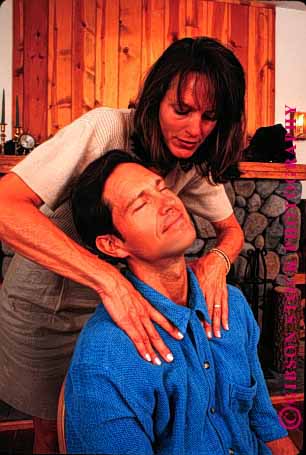 Stock Photo #1641: keywords -  affection couple feel good happy home husband man massage model mutual pleasure reduction relate relax released share stress therapy touch vert wife woman