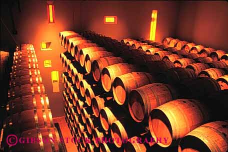 Stock Photo #1654: keywords -  aging architecture barrels horz interior lighting napa sterling wine winery wood